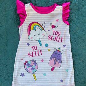 Girls Pink Rainbow & Sweets Nightgown - Kids Pajama Nightgown